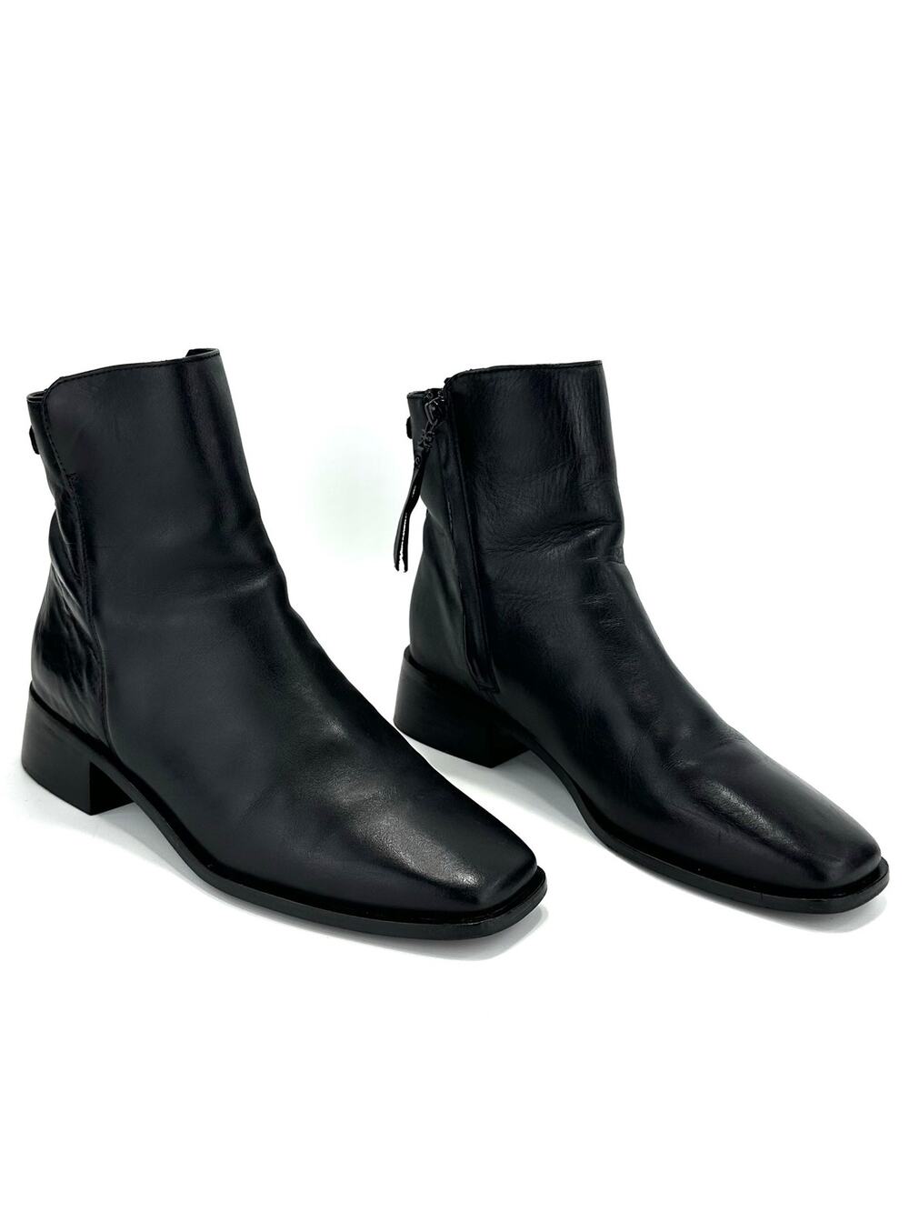 Sam Edelman Thatcher Ankle Boot/Bootie Sz 7.5/38 Black Leather Squared Toe Comfy